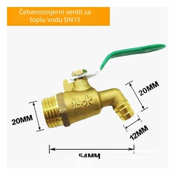 Mesingana slavina za toplu vodu s termostatskim jezgrom ventila i kugličnim ventilom – trodijelni dizajn za masažnu kadu