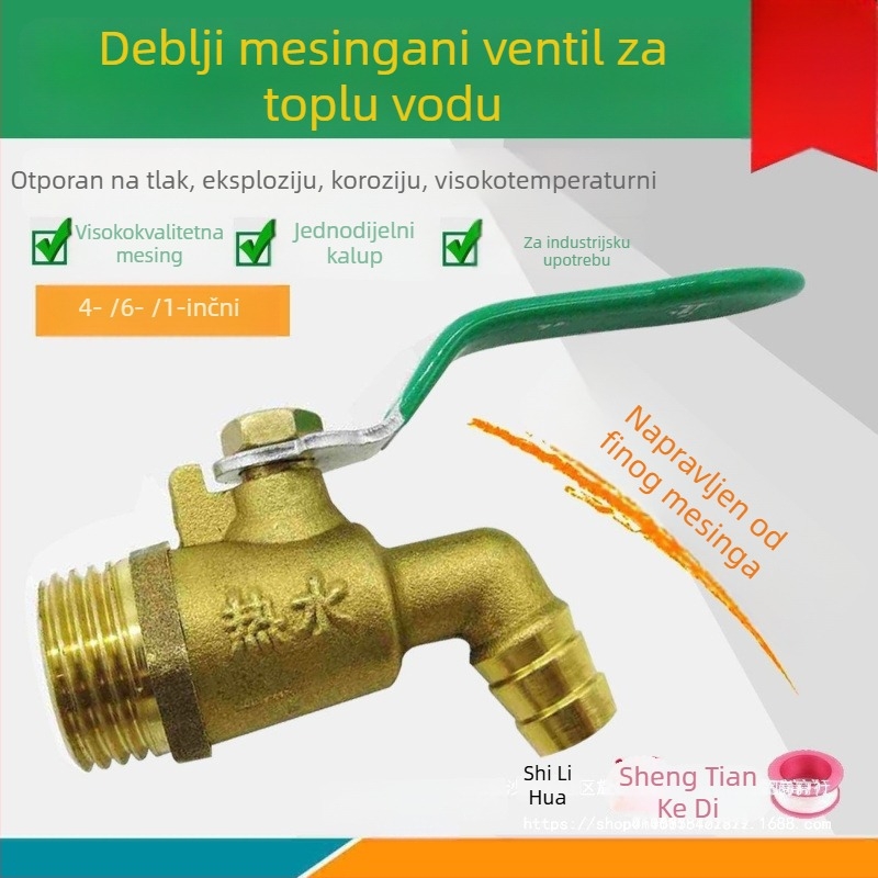 Mesingana slavina za toplu vodu s termostatskim jezgrom ventila i kugličnim ventilom – trodijelni dizajn za masažnu kadu