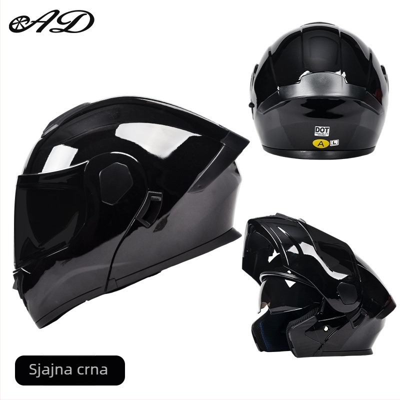 Kaciga za motocikle s otvorenim licem, DOT klase A, s dvostrukim vizirima, 2 u 1, pogodna za sve sezone, unisex
