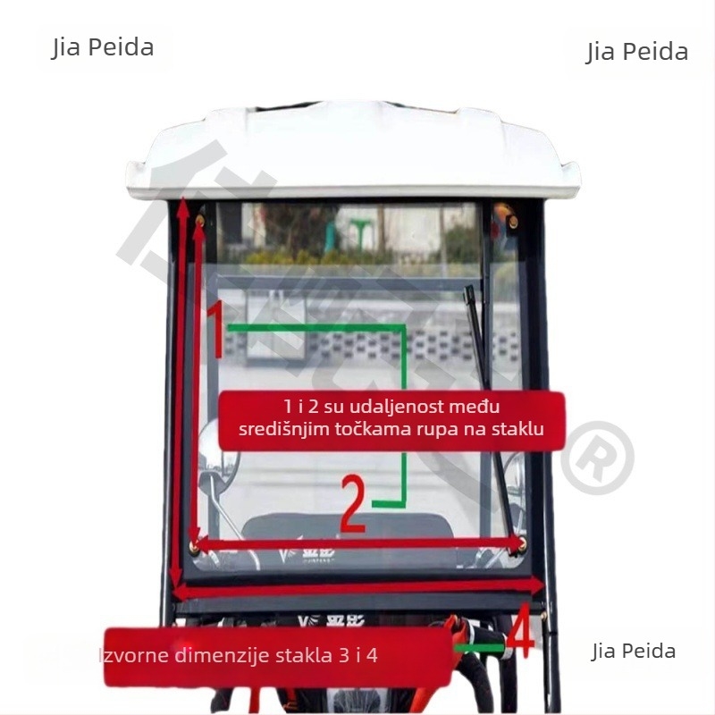 Prednje staklo za motocikl-tricikl vozilo, kaljeno staklo