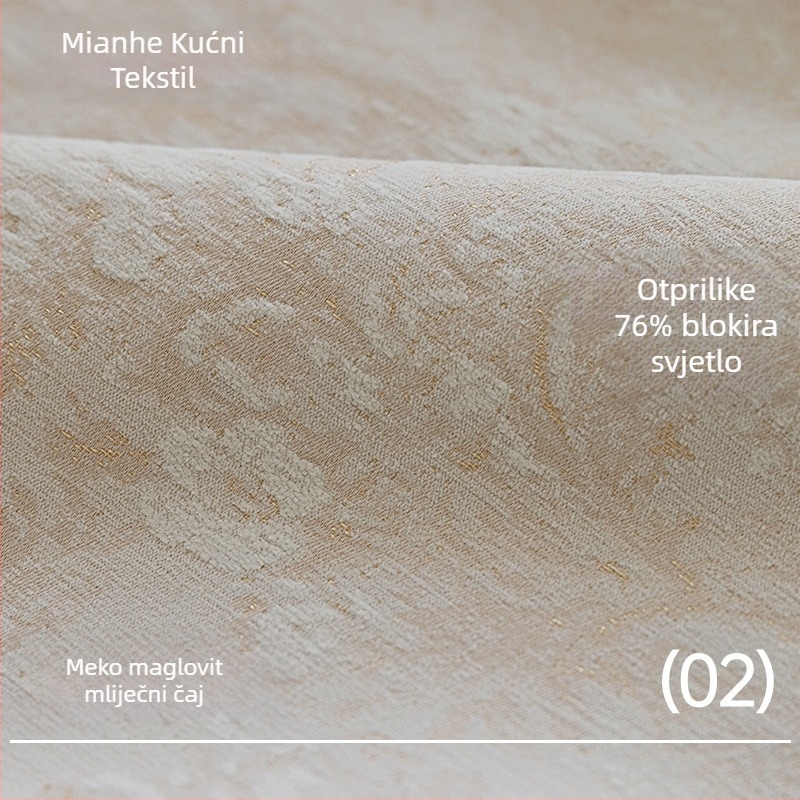 Zavjese Morris Flower – Jacquard poliester, Visoko blokiranje svjetla 71–90%, Vzor listova i trave, Francuski stil, Marka Buxiang Lise
