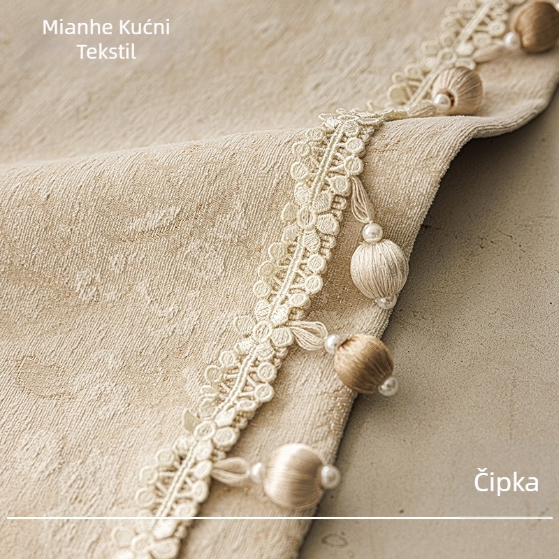 Zavjese Morris Flower – Jacquard poliester, Visoko blokiranje svjetla 71–90%, Vzor listova i trave, Francuski stil, Marka Buxiang Lise