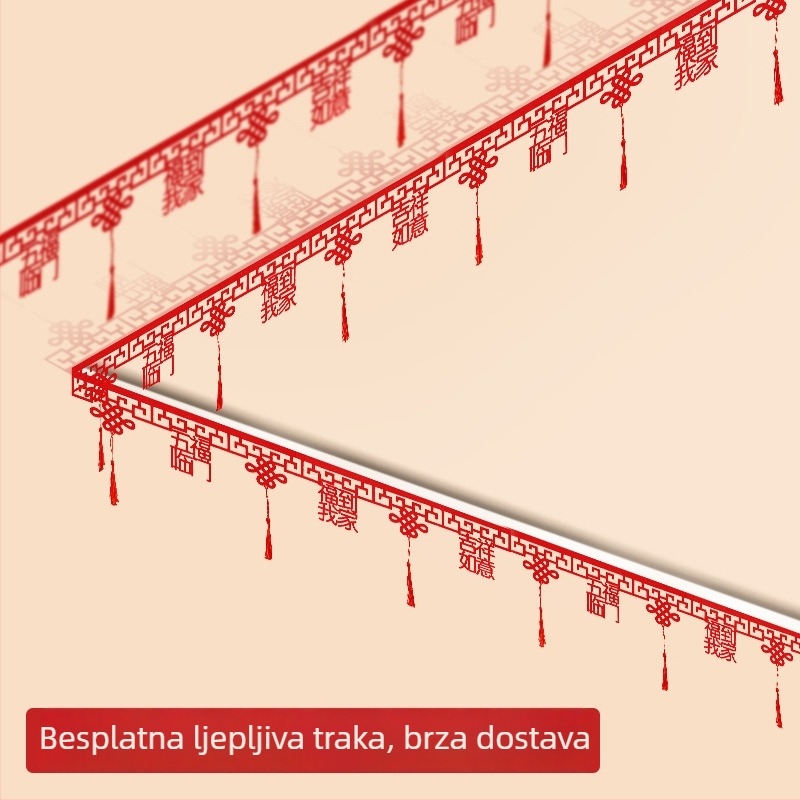 Viseći lanter za dnevni boravak s Fu motivom i latte art, vrpca kao materijal, dekor za novogodišnju scenu, 2026