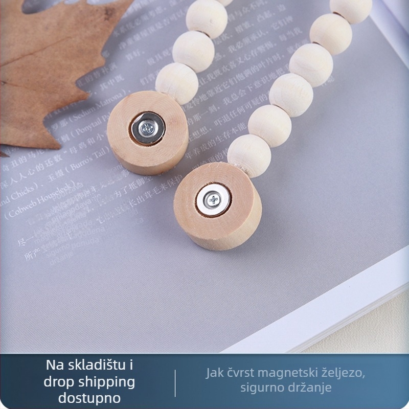 Kopča za zavjese s trobojnim resom, poliester vlakna + magnet, prilagodljivo, moderan stil