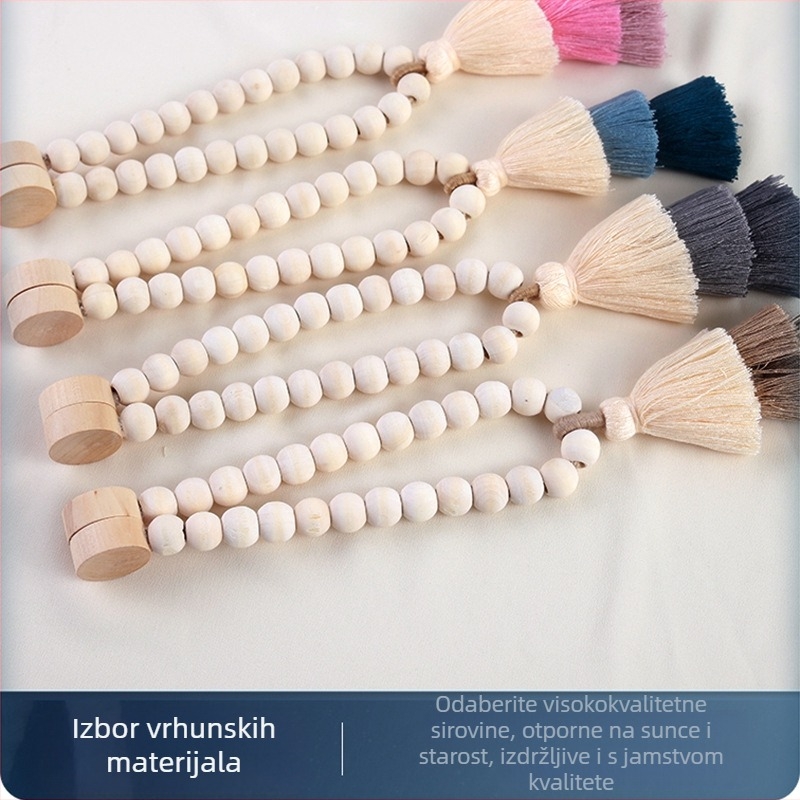 Kopča za zavjese s trobojnim resom, poliester vlakna + magnet, prilagodljivo, moderan stil