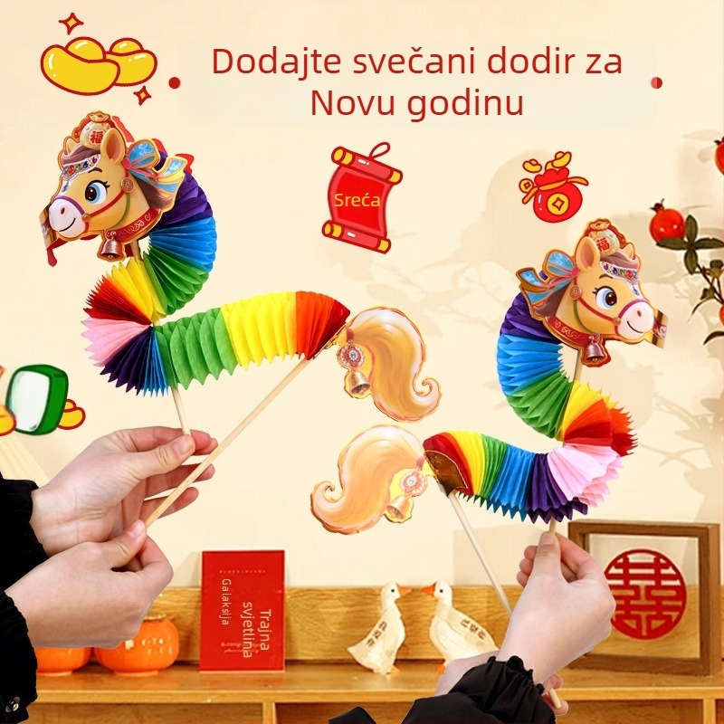 2026. godina Konja – papirnata rezana viseća dekoracija za proljetne proslave, rekvizit za fotografije, šarena