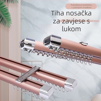 WGJSL Aluminijska šina za zavjese s rolom, dvostruka šina, ravna šina, bočni gornji nosač, tih rad