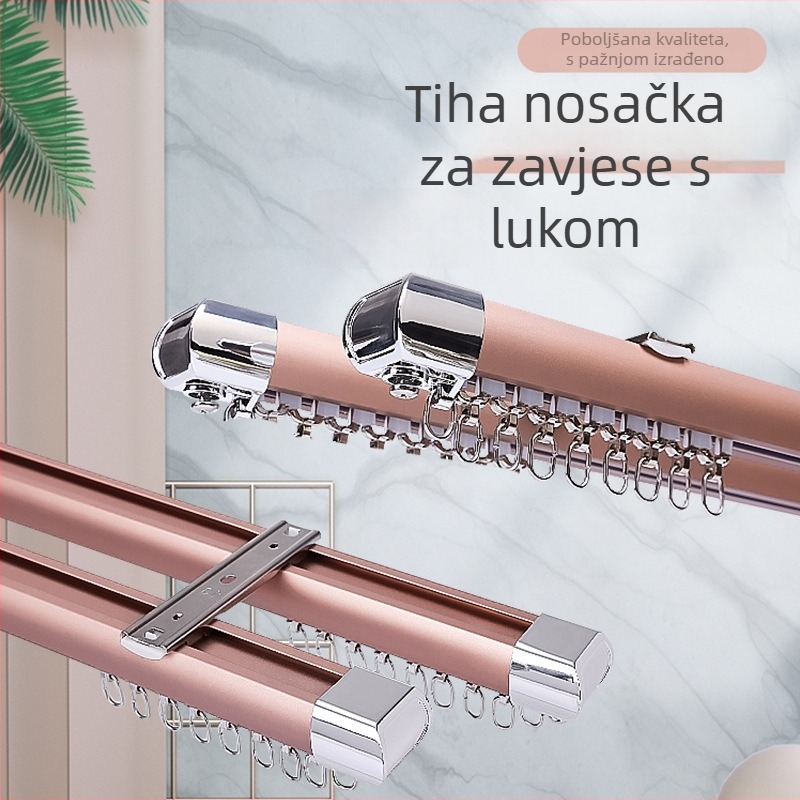 WGJSL Aluminijska šina za zavjese s rolom, dvostruka šina, ravna šina, bočni gornji nosač, tih rad