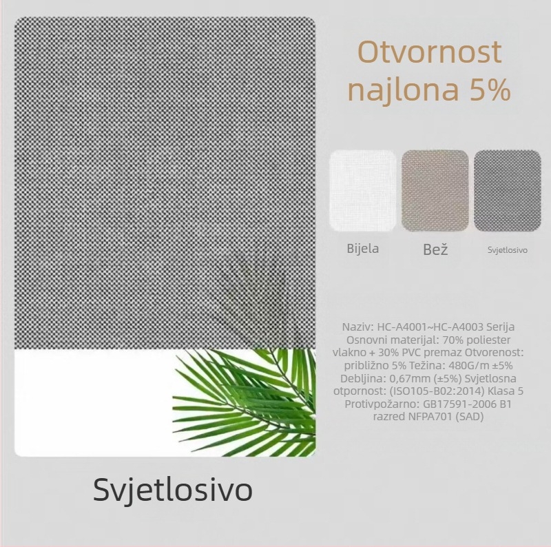 Električno otporno na vjetar rolo sjenilo za prozor – Unutarnje rolo sjenilo, Uvezeni materijal, Značka Senhaiwen, Model Senhai1218, Stil moderni minimalistički
