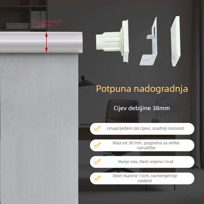 Električno otporno na vjetar rolo sjenilo za prozor – Unutarnje rolo sjenilo, Uvezeni materijal, Značka Senhaiwen, Model Senhai1218, Stil moderni minimalistički