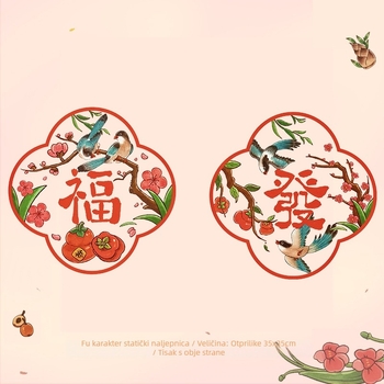Elektrostatični naljepak za prozor s motivom blagoslova za kinesku proslavu Nove godine, PVC, pakiranje Opp vrećica, brenda Send joy