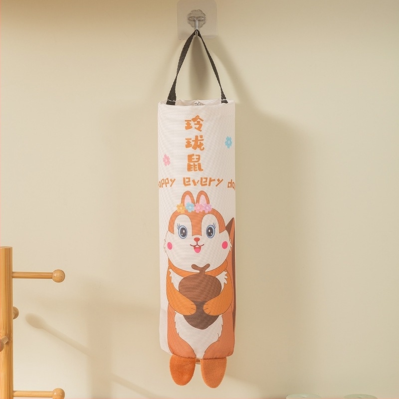 Viseći organizator vrećica za otpad - kuhinjska zidna pohrana, velik kapacitet, platno, karikaturalni/stereoskopski stil, višestruka namjena