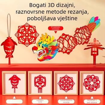 Novogodišnji DIY papirnati izrez za prozor za djecu – ručna izrada, dvanaest zodijaka u kineskom stilu