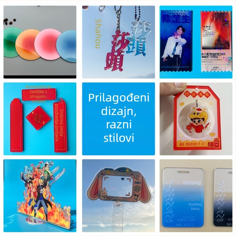 Akrilni privjesak za ključeve, dvostruko složen anime standee, DIY privjesak s crtanim filmom (Materijal: akril; Dizajn: dvostruki sloj; Personalizacija: DIY; Stil: crtani film)