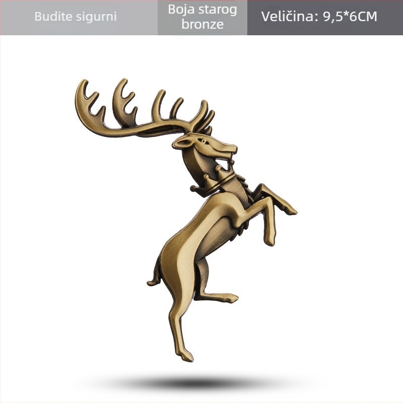 Automobilska emblema naljepnica, metalna zlitina cinka, uzorak jelen, ugradnja ljepilom