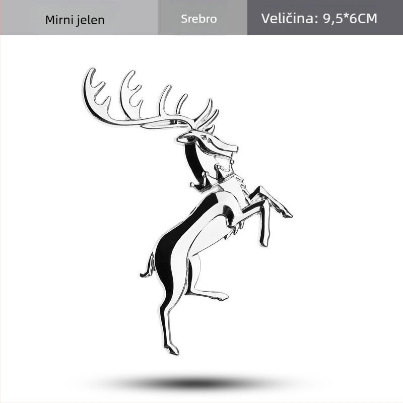 Automobilska emblema naljepnica, metalna zlitina cinka, uzorak jelen, ugradnja ljepilom
