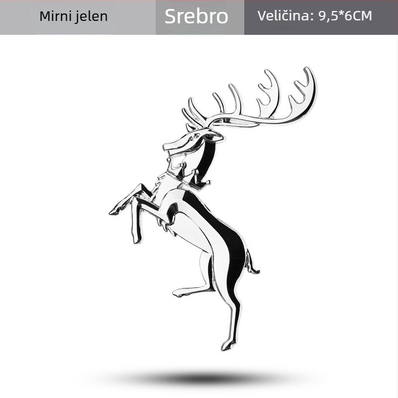Automobilska emblema naljepnica, metalna zlitina cinka, uzorak jelen, ugradnja ljepilom