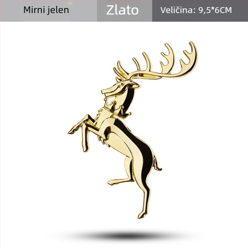 Automobilska emblema naljepnica, metalna zlitina cinka, uzorak jelen, ugradnja ljepilom