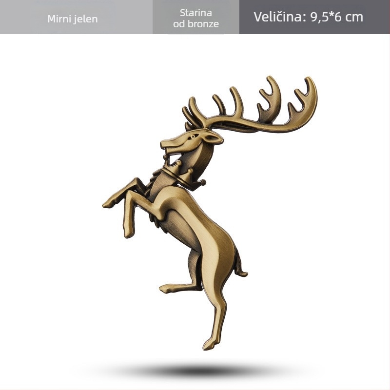 Automobilska emblema naljepnica, metalna zlitina cinka, uzorak jelen, ugradnja ljepilom