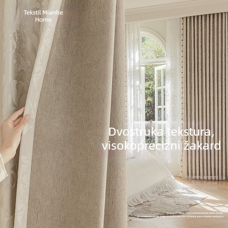 Zavjesa za prozor - Jacquard listovog uzorka, Poliester, Blokiranje svjetla 70-90%, Pogodno za dnevni boravak, spavaću sobu, radnu sobu