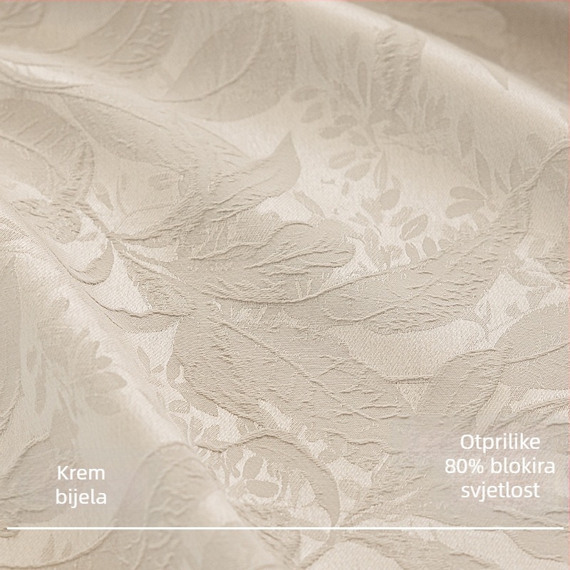 Zavjesa za prozor - Jacquard listovog uzorka, Poliester, Blokiranje svjetla 70-90%, Pogodno za dnevni boravak, spavaću sobu, radnu sobu
