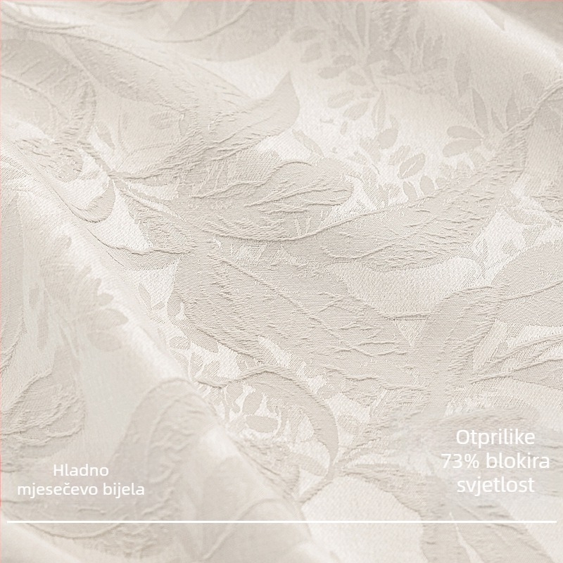 Zavjesa za prozor - Jacquard listovog uzorka, Poliester, Blokiranje svjetla 70-90%, Pogodno za dnevni boravak, spavaću sobu, radnu sobu