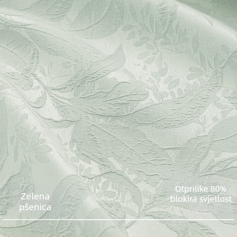 Zavjesa za prozor - Jacquard listovog uzorka, Poliester, Blokiranje svjetla 70-90%, Pogodno za dnevni boravak, spavaću sobu, radnu sobu
