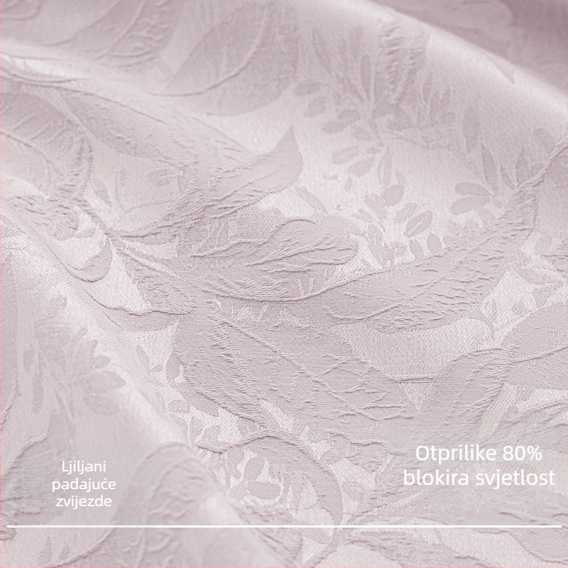 Zavjesa za prozor - Jacquard listovog uzorka, Poliester, Blokiranje svjetla 70-90%, Pogodno za dnevni boravak, spavaću sobu, radnu sobu
