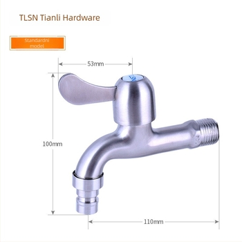 Kran za perilicu rublja od nehrđajućeg čelika, ugradbeni zidni, ulaz 4 točke, keramnički disk ventil, model Tl stainless steel faucet 8675, brušeni završetak