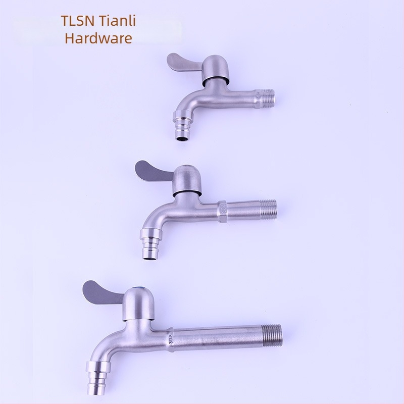 Kran za perilicu rublja od nehrđajućeg čelika, ugradbeni zidni, ulaz 4 točke, keramnički disk ventil, model Tl stainless steel faucet 8675, brušeni završetak