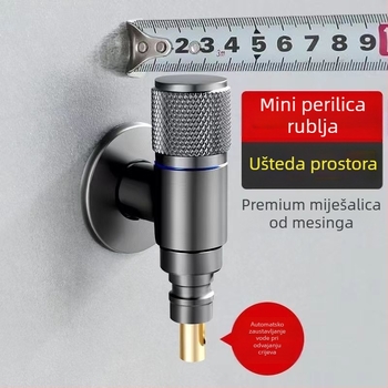 Nehrđajući čelik zidna mini slavina za perilicu rublja s keramičkim disk ventilom, spiralno otvaranje, model 7555