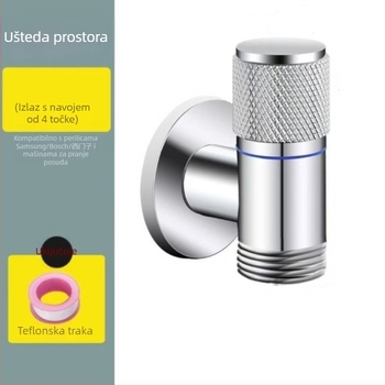 Nehrđajući čelik zidna mini slavina za perilicu rublja s keramičkim disk ventilom, spiralno otvaranje, model 7555