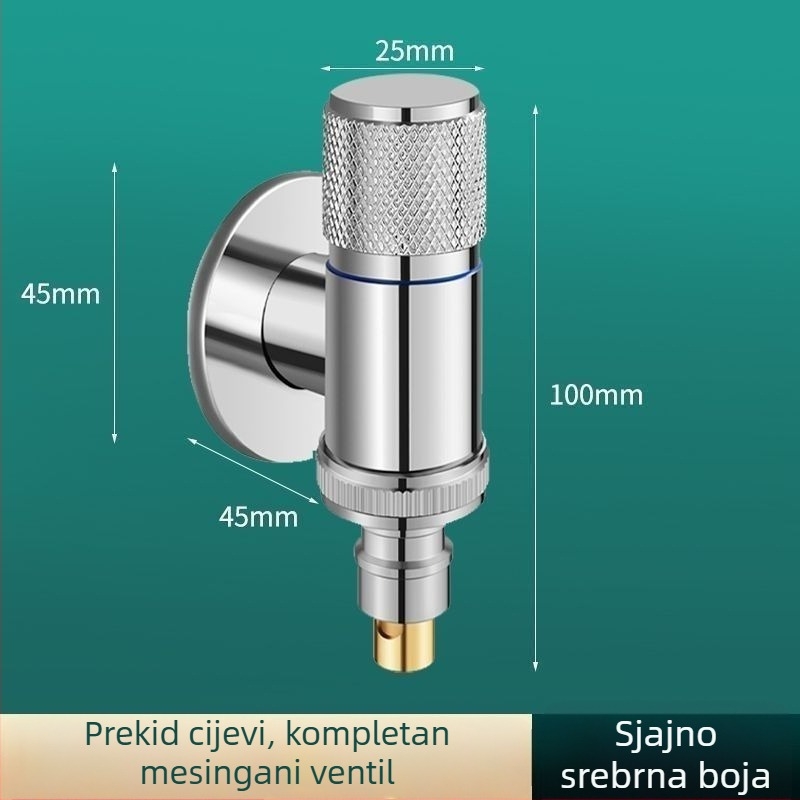 Nehrđajući čelik zidna mini slavina za perilicu rublja s keramičkim disk ventilom, spiralno otvaranje, model 7555