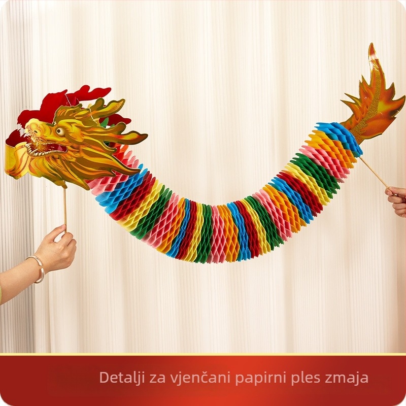 Xiaoling Papirnati ručni rekvizit za svadbeni ples zmaja, pakiranje u OPP vrećici, kineski stil svadbena dekoracija