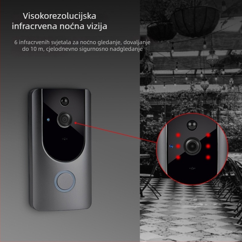 Video zvono za vrata DDV-104, 2K HD noćni video, dvosmjerna komunikacija, PIR detekcija, baterijsko napajanje