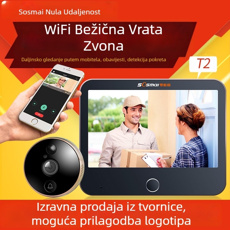 WiFi video zvono za vrata s mobilnom aplikacijom, daljinskim interkomom i pametnim pogledom kroz vrata (litijeva baterija)