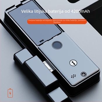 Pametni brava za željezna vrata s prepoznavanjem lica, otiskom dlana, otiskom prsta, lozinkom i daljinskim otključavanjem, s vidljivim mačjim okom; skeniranje otiska 0,1 s, pohranjeni otisci 100, 100000+ otključavanja, -20°C do 70°C, vlaga 0-92%