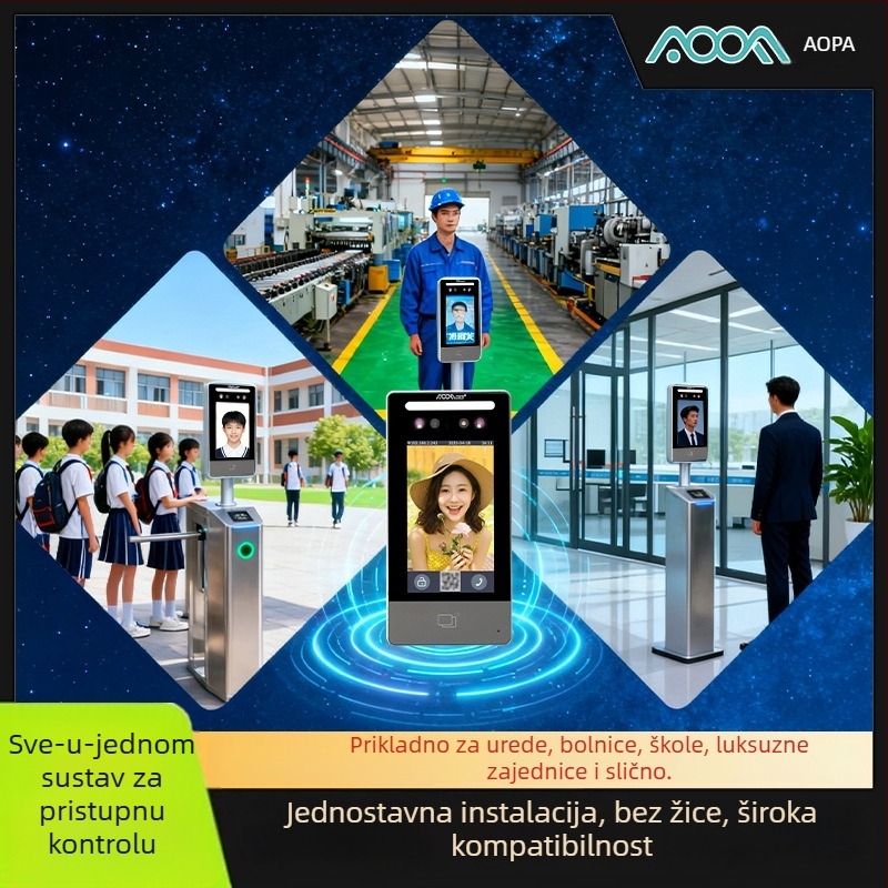 Aosong Aoof002 Integrirani sustav kontrole pristupa s prepoznavanjem lica i video-interkomom, pohrana 50, Wi‑Fi interkom, napajanje 24V