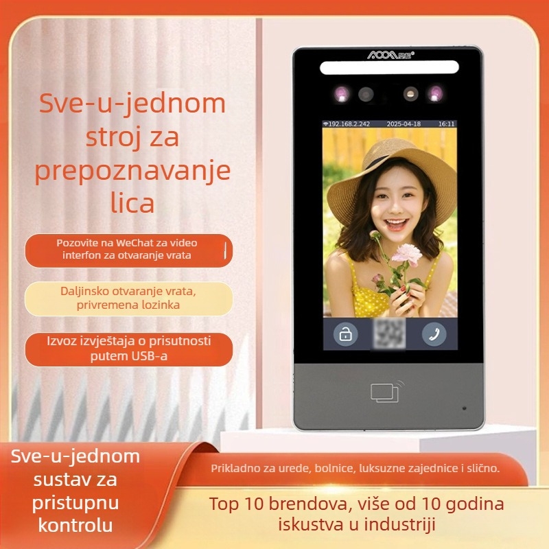 Aosong Aoof002 Integrirani sustav kontrole pristupa s prepoznavanjem lica i video-interkomom, pohrana 50, Wi‑Fi interkom, napajanje 24V