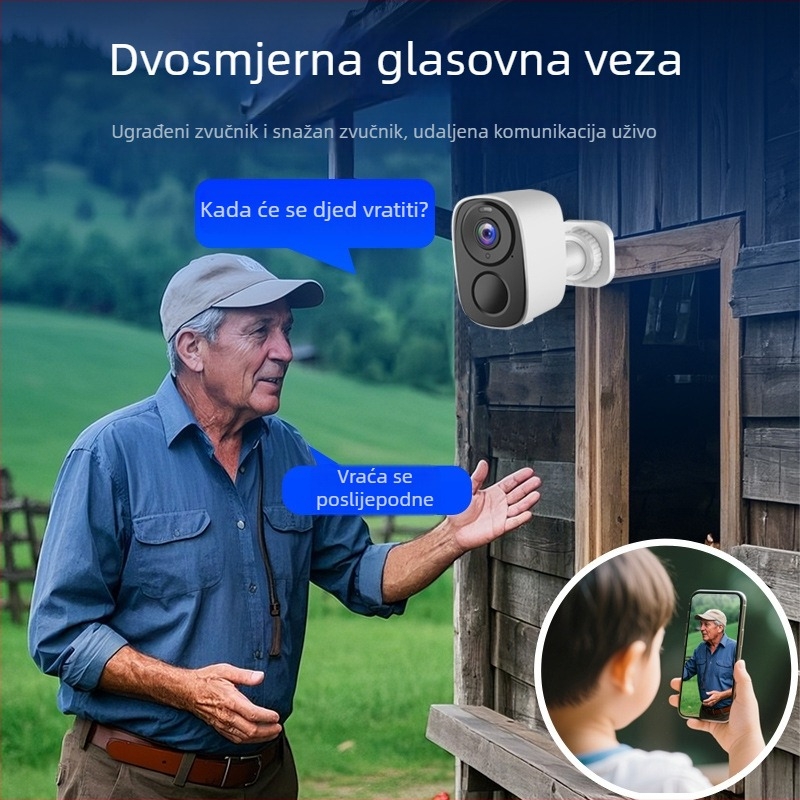 Bežična kamera zvona za vrata s solarnim napajanjem (1080p, 4 mm fokusna duljina, domet 30 m+, noćno videnje)