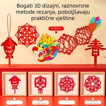 DIY Set za Iruzivanje PapirnateRezbarije za Novu Godinu: Dvanaest Zodijaka, Djeci Ručni Trud Tradicionalnih Linijskih Uzoraka; Brand Yilu; Materijal: Papir; Pakiranje: Opp bag; Kategorija: Prozorske Rešetke