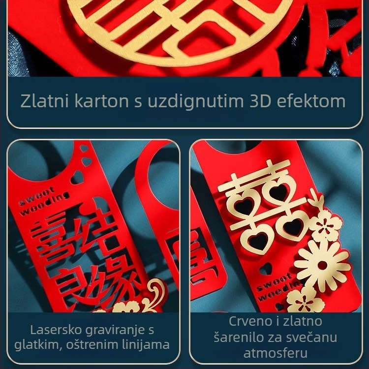 Viseći pendan za vrata za svadbu s motivom sreće | materijal: flokirano platno • pakiranje: OPP vrećica • marka: Ruixiang paper cutting • namjena: svadba • kategorija: Ostale svadbene potrepštine