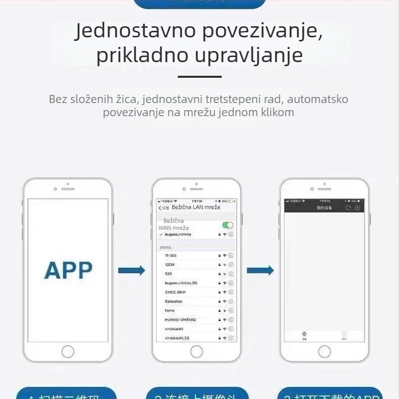 Pametna kamera za kućnu sigurnost s 1080p, noćnim vidom, dometom 10–30 m, objektivom 3,6 mm, upravljanje mobilnom aplikacijom (iOS)