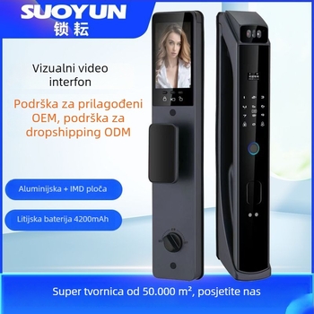 Pametni sigurnosni zaključavanje vrata s otiskom prsta, lozinkom i ključem - 300 otisaka, otključavanje za manje od 1 s, DC napajanje, model B87-A