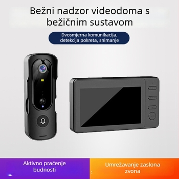 Video zvono vrata s ekranom, nadzorom, interkomom, kamerom kroz otvor vrata, AI prepoznavanje ljudi, pametna sigurnost (Model M2, ponovno punjivo, 3.7V)