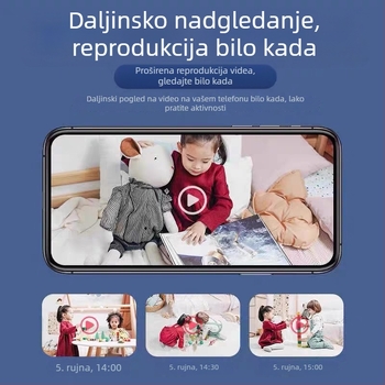 Set za nadzor s jasnim 1080p prijenosom, noćnim vidom, 3,6 mm žarišna duljina, domet 10–30 m i upravljanje putem mobilne aplikacije (iOS).