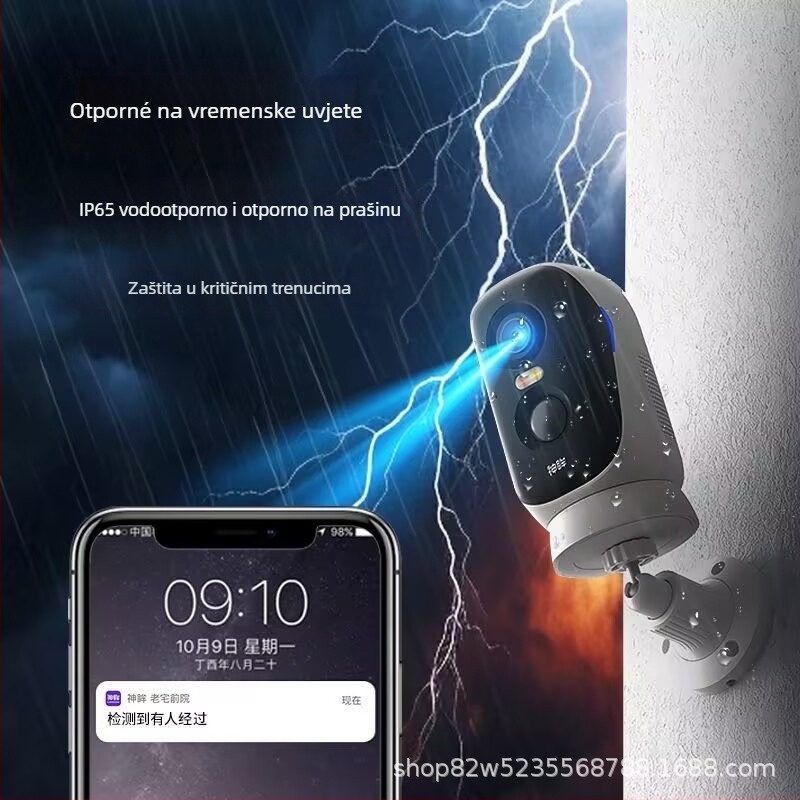 Pametna kućna kamera za nadzor — 1080p, 2.8mm objektiv, noćno viđenje, pohrana u oblaku, daljinski upravljač putem mobilne aplikacije.