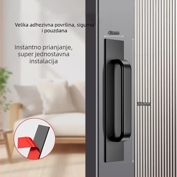 Aluminijska ručka za vrata i ormariće bez bušenja – mat završna obrada, površinski ugradnja, uobičajena upotreba