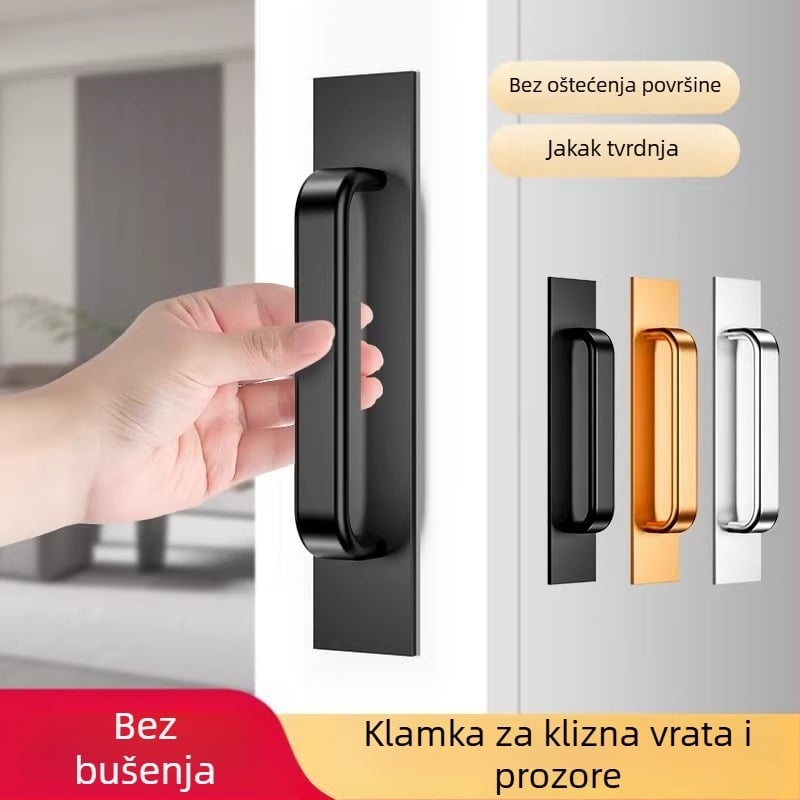 Aluminijska ručka za vrata i ormariće bez bušenja – mat završna obrada, površinski ugradnja, uobičajena upotreba