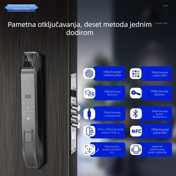 Z36 Pametna brava za vrata s otiskom prsta, lozinkom i prepoznavanjem lica, daljinsko otključavanje
